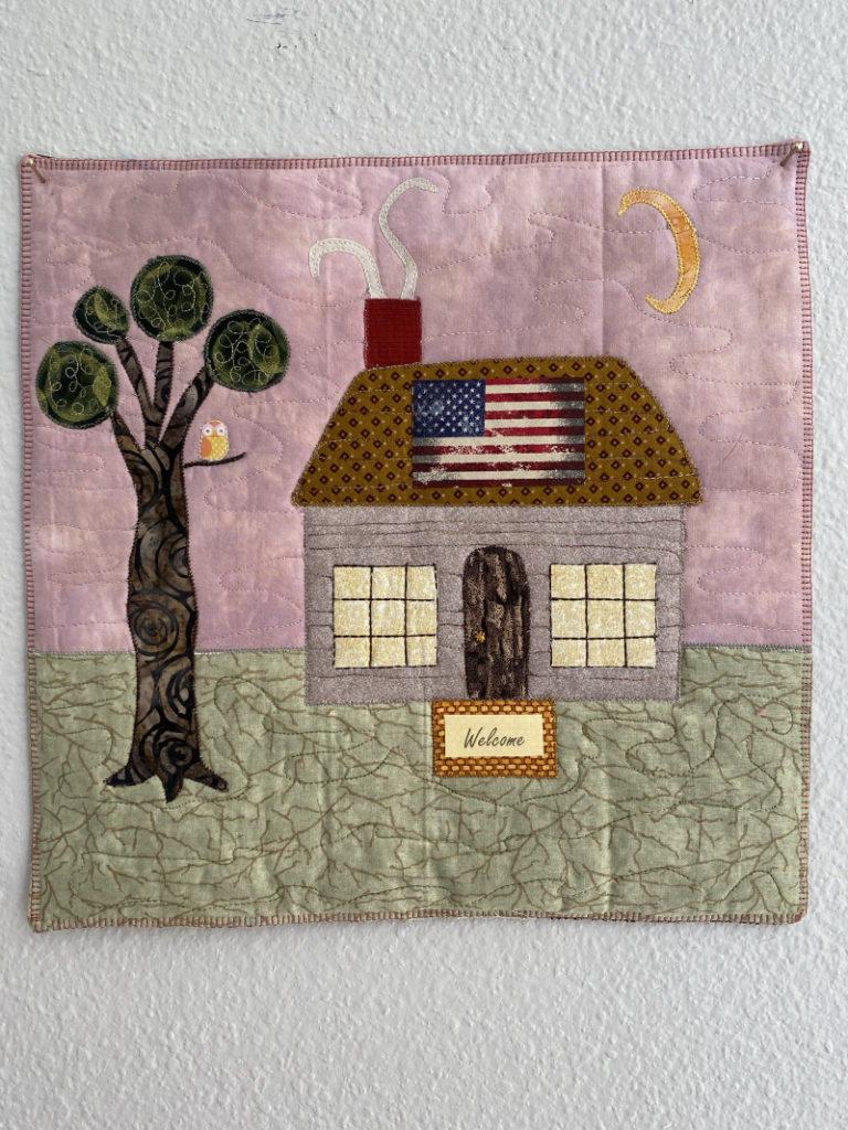 Family in their new home